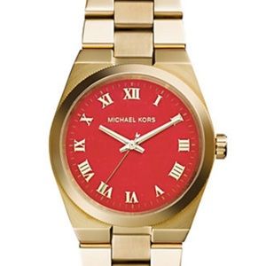 Michael Kors 38mm coral dial, gold hands ,Roman numeral, stainless steel watch!